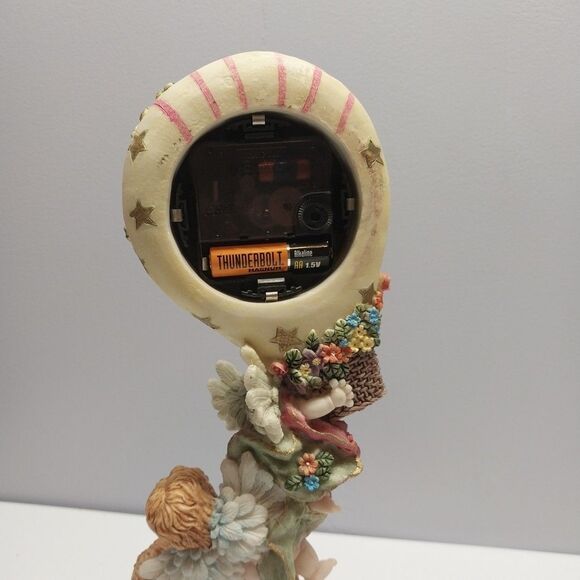 Vintage Elegant Collection Cherub Angel Mantle Clock Ribbon Hot Air Balloon Rare - Picture 14 of 16